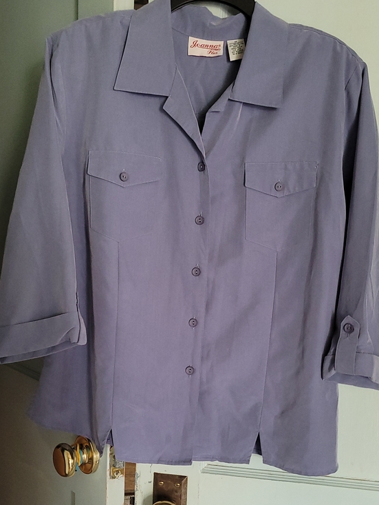 Anna Tops - Joanna Plus Light Blue Blouse with Tailoring Accent And 3/4 Sleeves